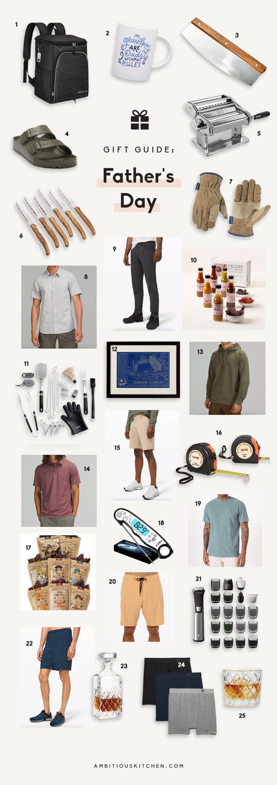 ¡El Día del Padre se acerca rápidamente y tengo 25 ideas de regalos increíbles que son perfectas para el padre y la figura paterna en tu vida! Desde barbacoas al aire libre hasta viajes con estilo: a tu papá le encantará usar estos regalos únicos donde quiera que vaya. Collage de regalo del día del padre