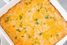 hot crab dip in a baking dish
