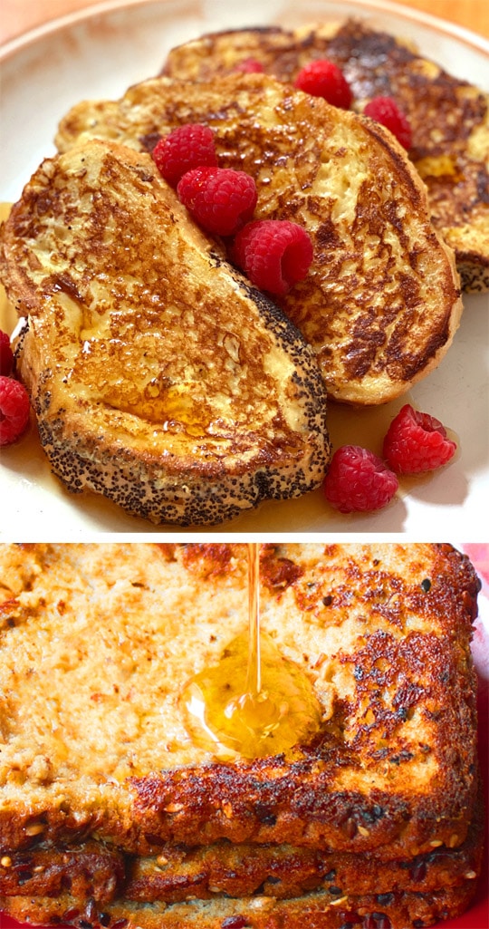 Pan multigrano en desayuno a base de plantas Receta de tostadas francesas