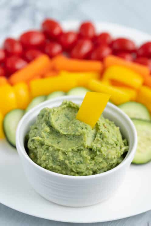 Hummus de la Diosa Verde con Dip de Verduras de Colores