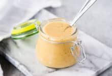 honey mustard salad dressing in a jar