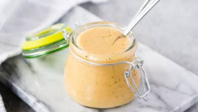 honey mustard salad dressing in a jar