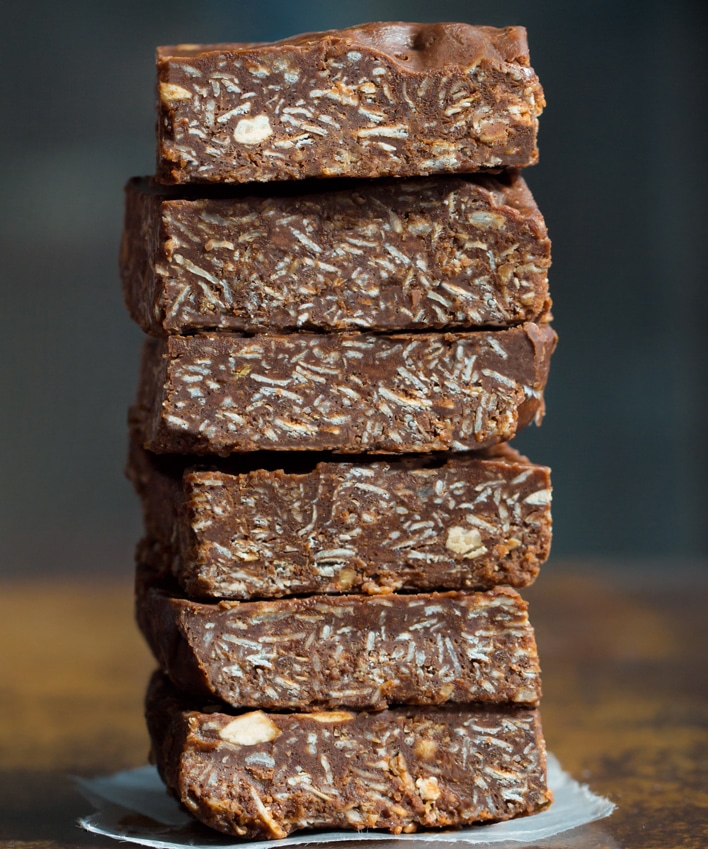 Receta de barras de granola de chocolate sin hornear