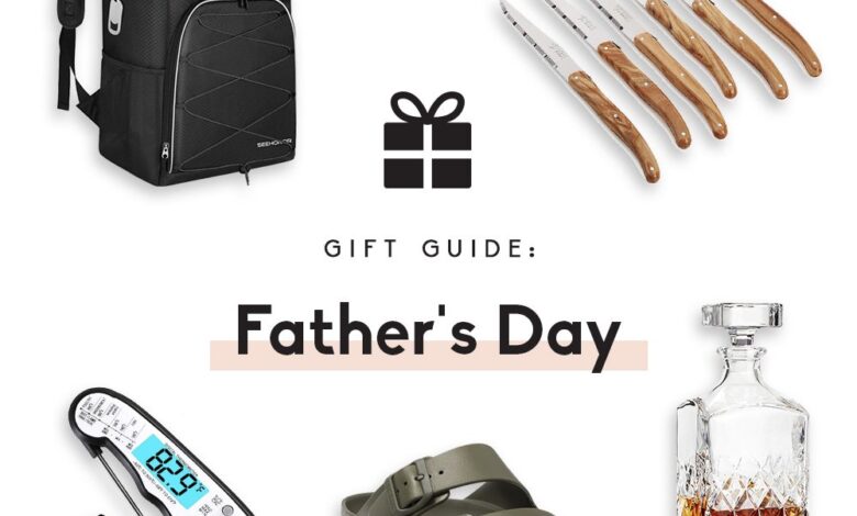 collage of father's day gifts with text overlay