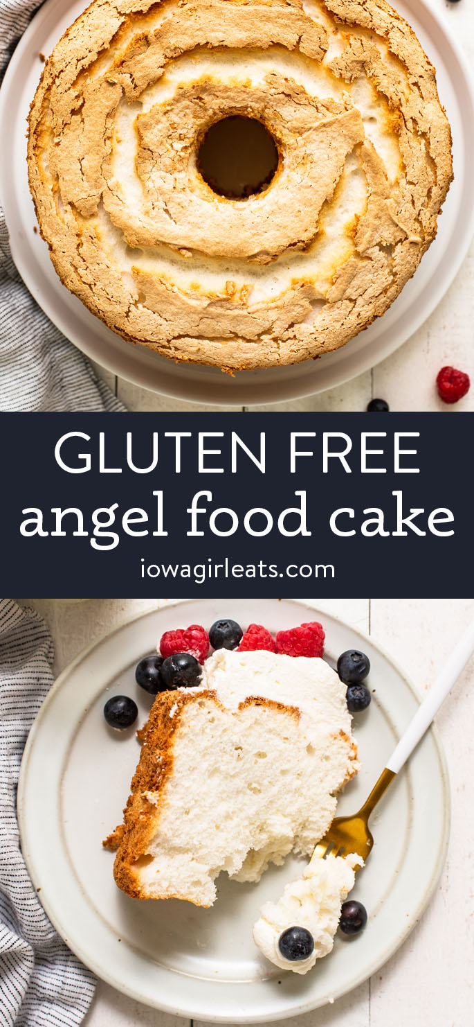 Collage de fotos de Angel Food Cake sin gluten