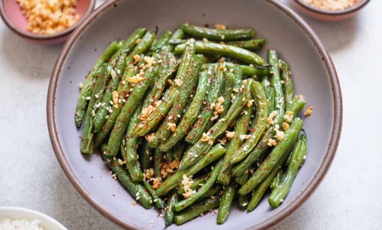 Frijoles verdes Air Fryer | Bocadillos saludables de Lisa Lin