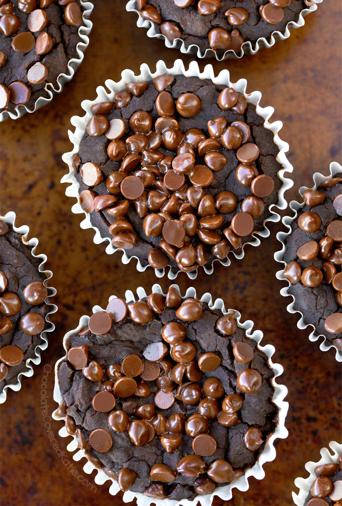Muffins revueltos de chocolate y dulce de azúcar