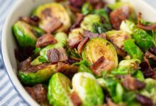 delicious brussels sprouts cooked with bacon