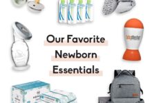 collage of newborn essentials