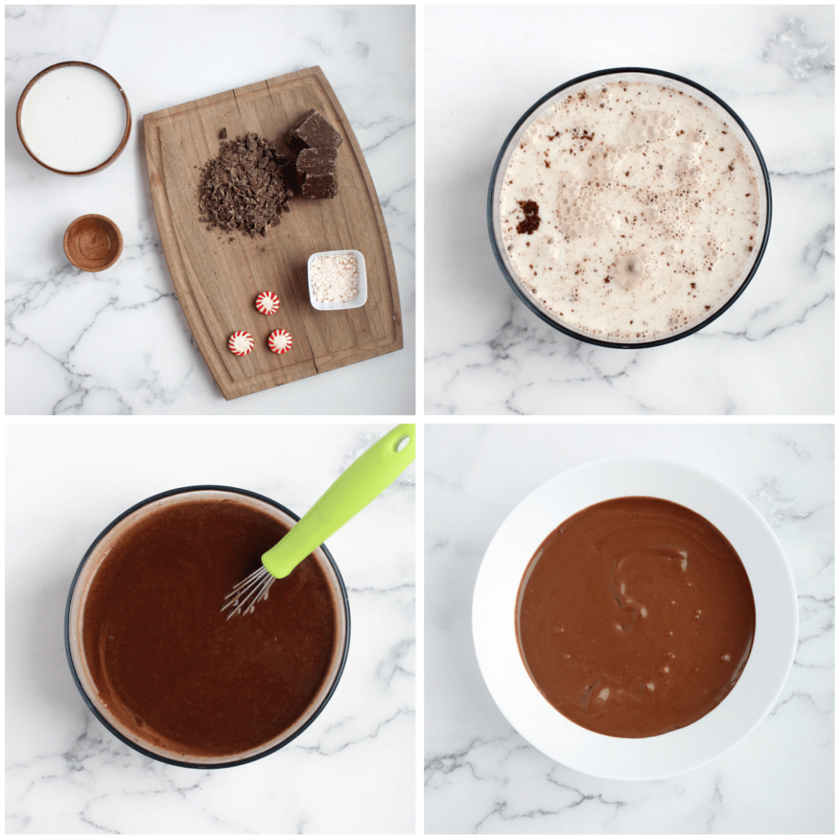 El proceso de elaboración de la mousse de chocolate con menta
