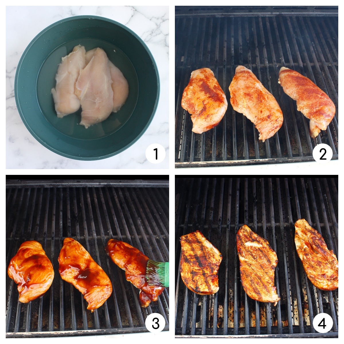 Imágenes de proceso que muestran cómo asar pechugas de pollo.